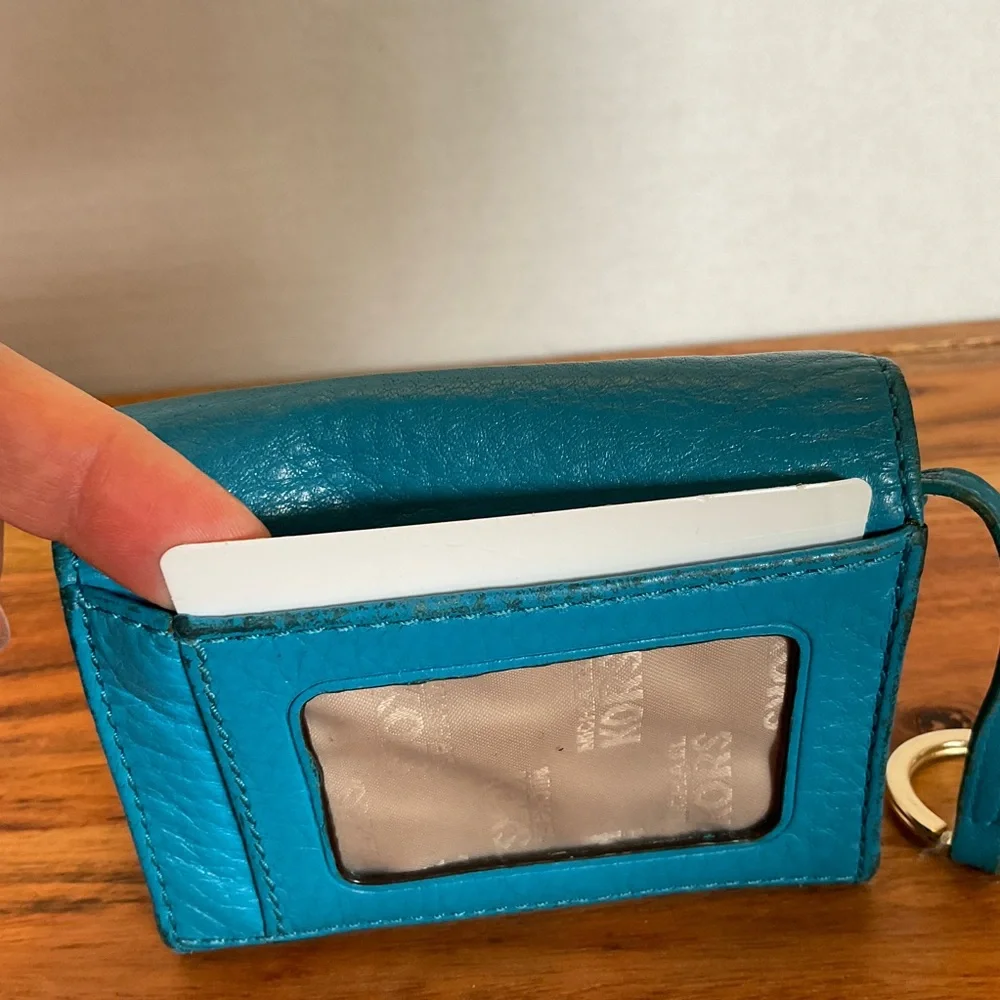 Michael Kors Blue Leather Wallet key chain